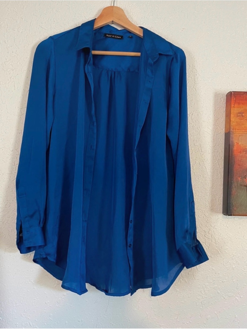 Violet & Claire Royal Blue Tie-Front Button Down Shirt